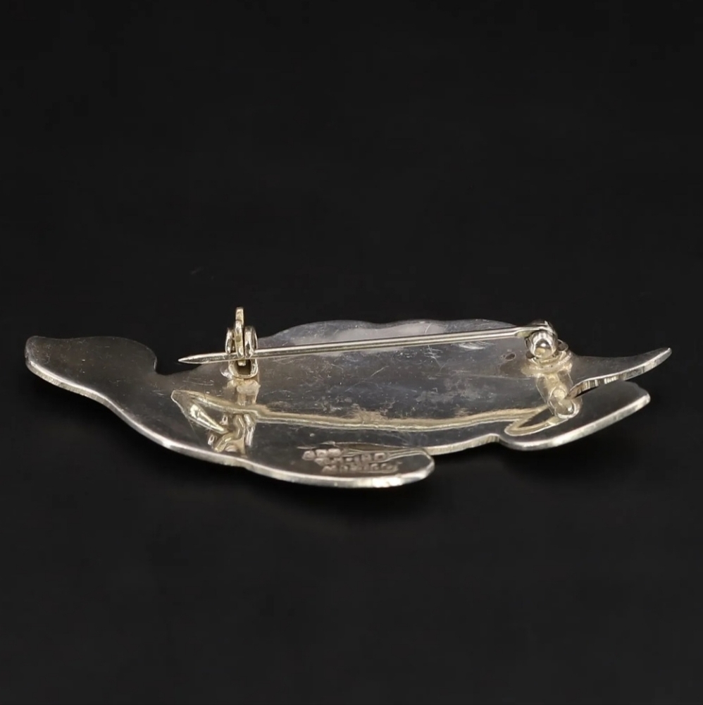 Vintage Sterling Silver 925 MEXICO TAXCO Hawaiian Sea Turtle Brooch Pin 13g - Picture 7 of 8